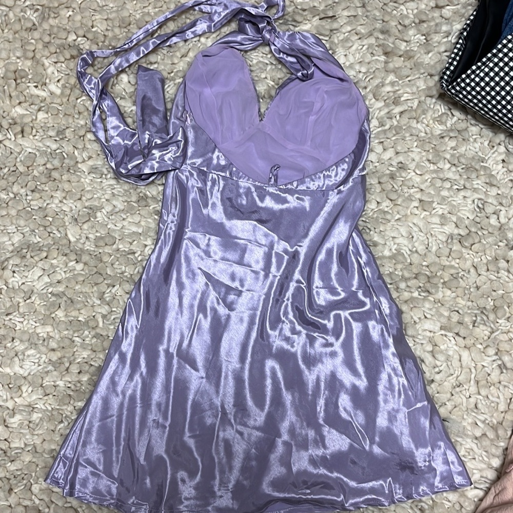 purple satin hello molly dress - Picture 2 of 2